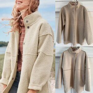 Velvet by Graham & Spencer Albany Reversible Sherpa Coat in Ecru – Size S